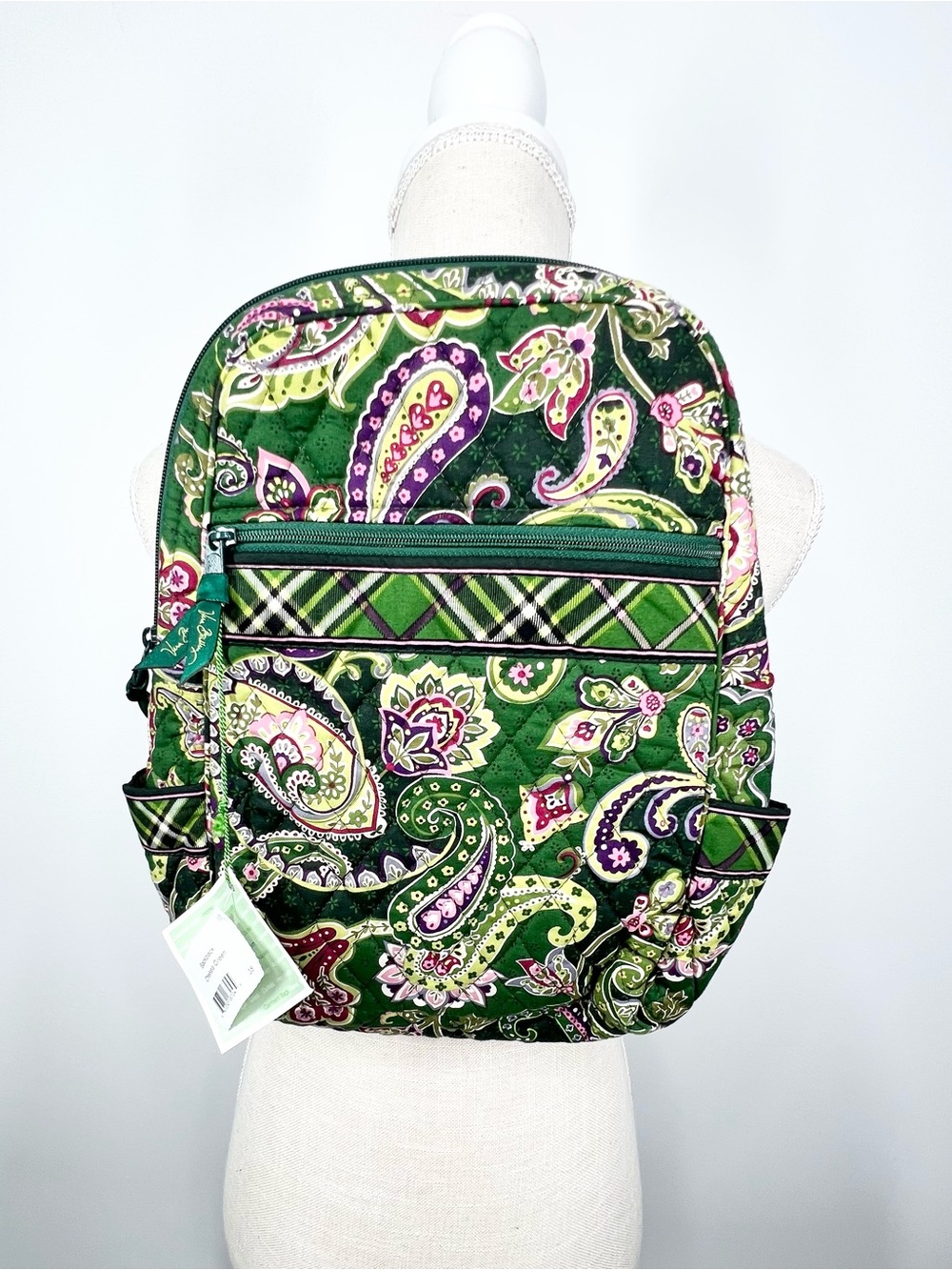 NWT Vera Bradley Chelsea Green Quilted Backpack Retired